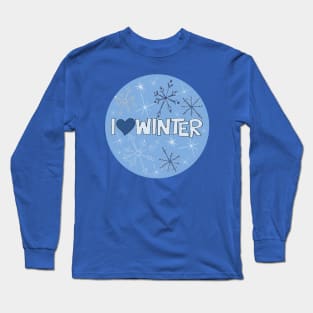 I Heart Winter Illustrated Text with snowflakes Long Sleeve T-Shirt